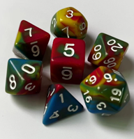 Rainbow Swirl 7 Pcs Dice Set | Multicoloured Resin DnD Dice Set