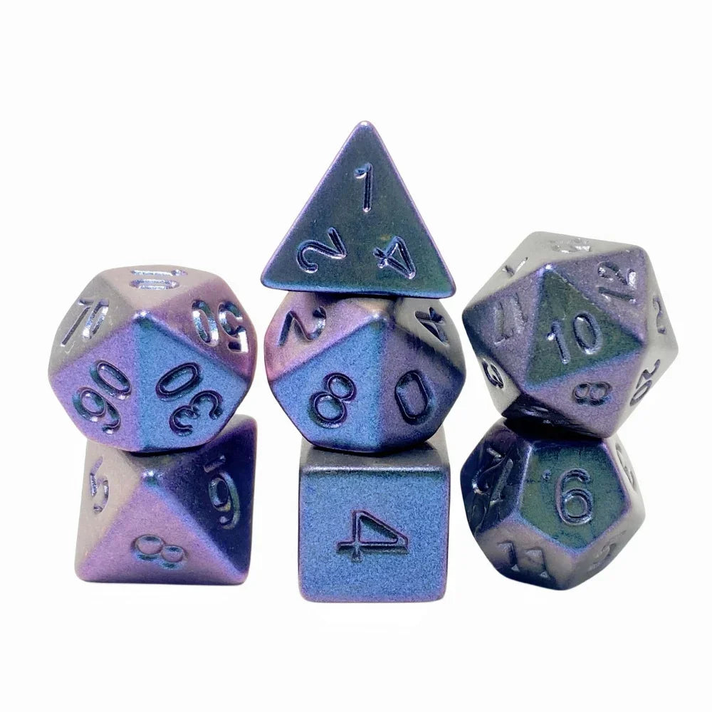 Fluorescent Matte Purple Plating 7 Pcs Dice Set DnD