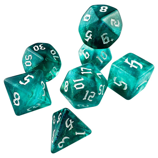 Glitter Dark Green 7 Pcs Dice Set DnD