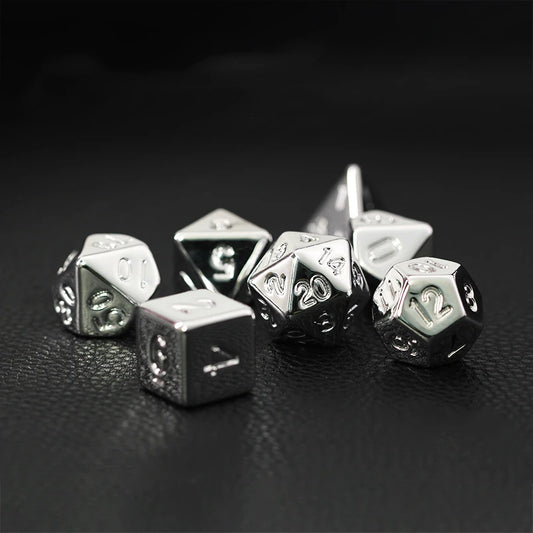 Silver Plating 7 Pcs Dice Set DnD