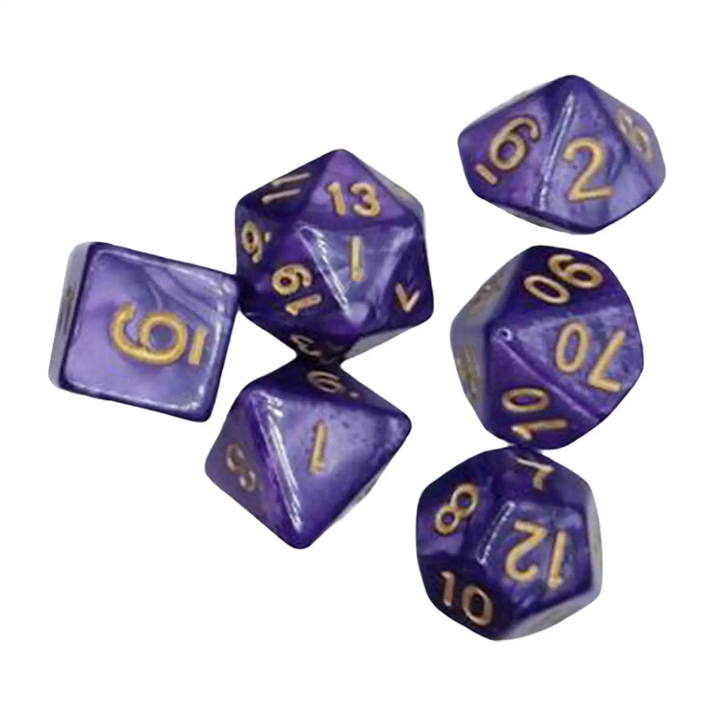 Marbled Purple and Gold 7 Pcs Dice Set DnD