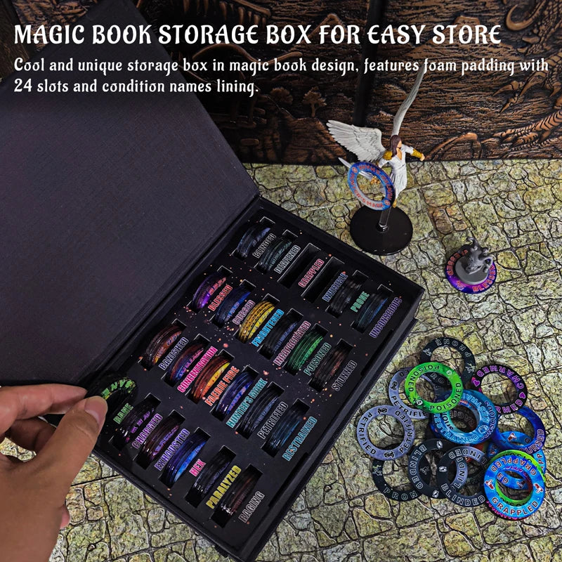 DnD Condition Rings with Magic Book Storage