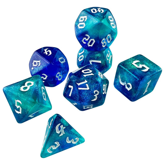 Glitter Deep Ocean 7 Pcs Dice Set DnD