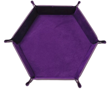 Hexagonal Thick PU Leather & Velvet Dice Tray 6 Colours