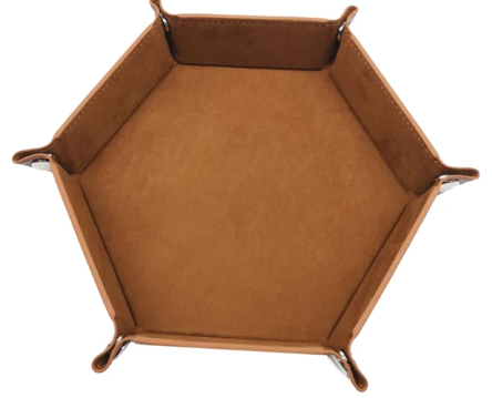 Hexagonal Thick PU Leather & Velvet Dice Tray 6 Colours