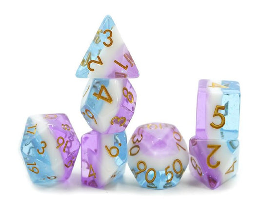 Trans Pride Flag 7Pcs Dice Set | Transparent DnD Dice Set