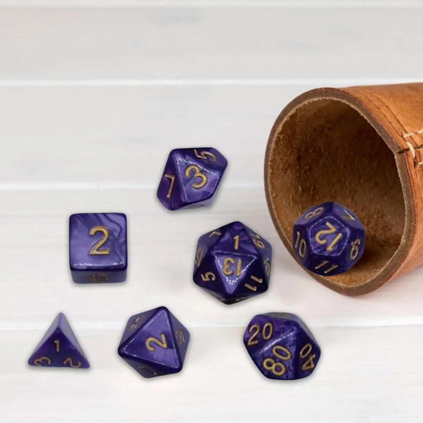 Marbled Purple and Gold 7 Pcs Dice Set DnD