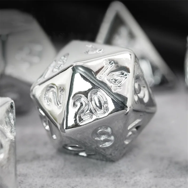 Silver Plating 7 Pcs Dice Set DnD