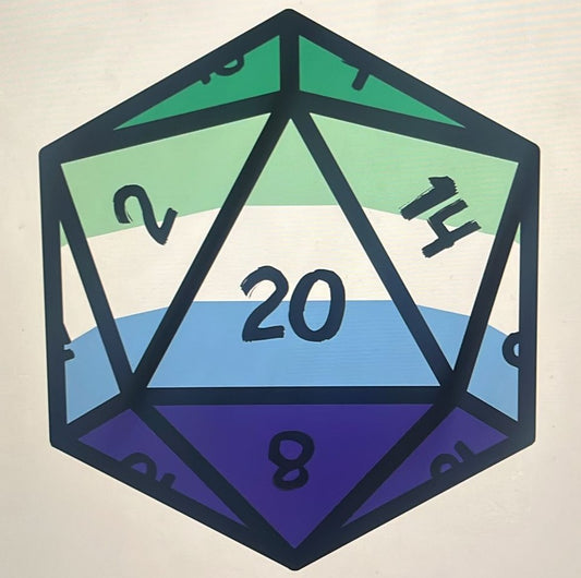 Pride D20 Sticker | Gay | Singular D20