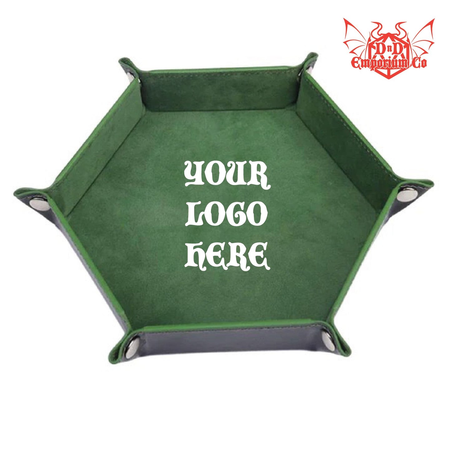 Custom Printed Vinyl Hexagonal Dice Tray Logo Design