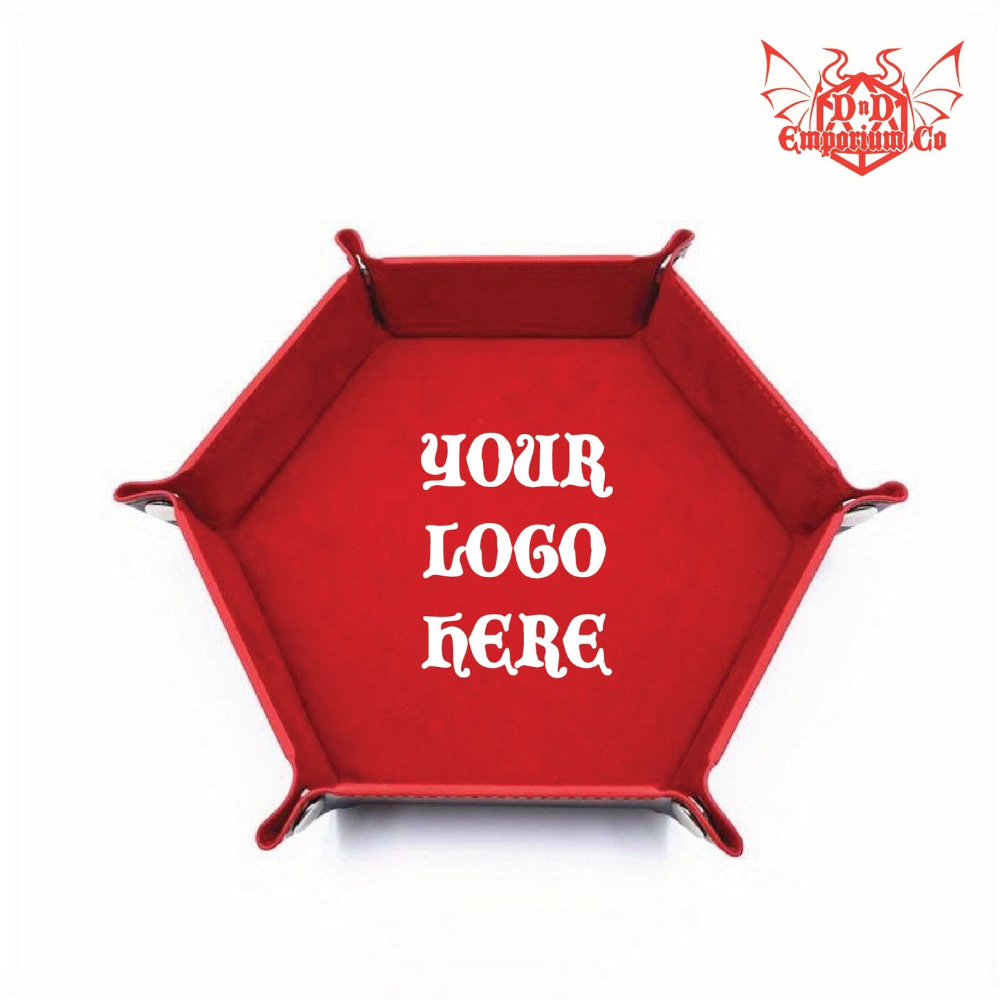Custom Printed Vinyl Hexagonal Dice Tray Logo Design