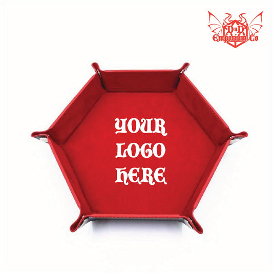 Custom Printed Vinyl Hexagonal Dice Tray Logo Design