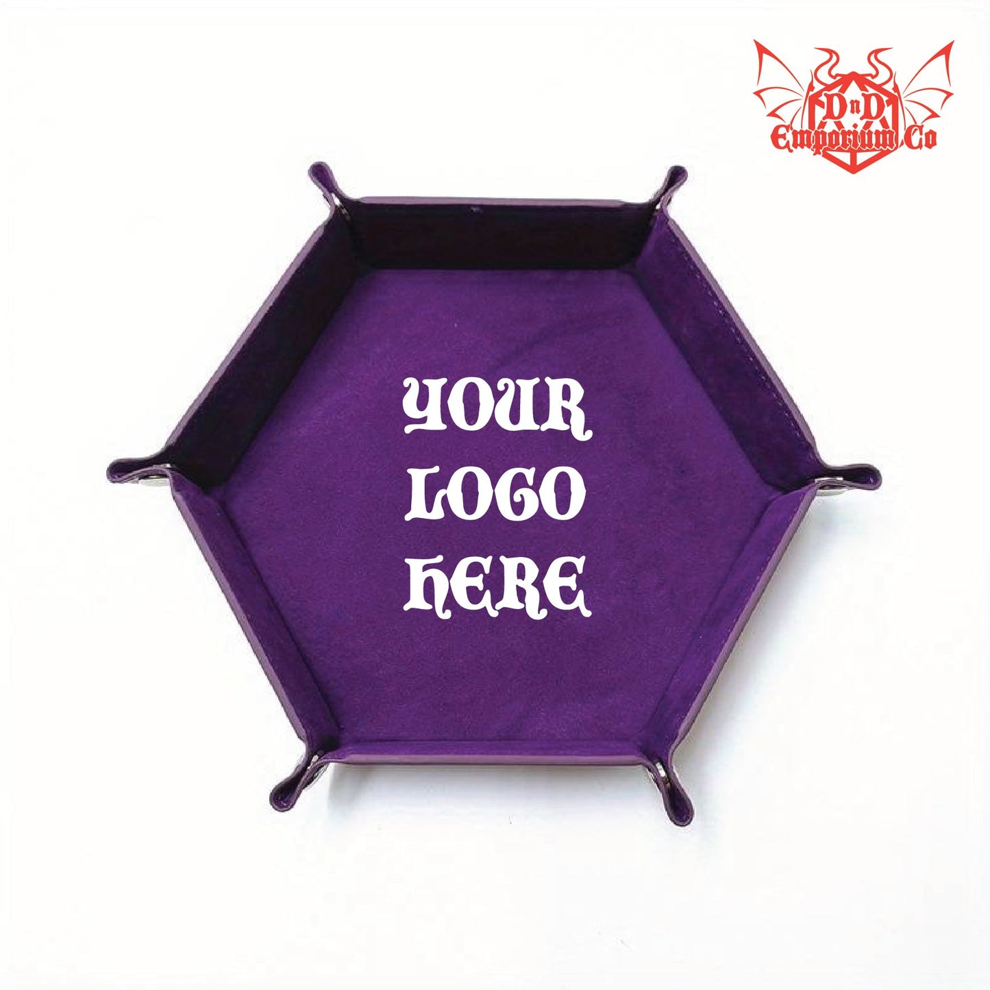 Custom Printed Vinyl Hexagonal Dice Tray Logo Design
