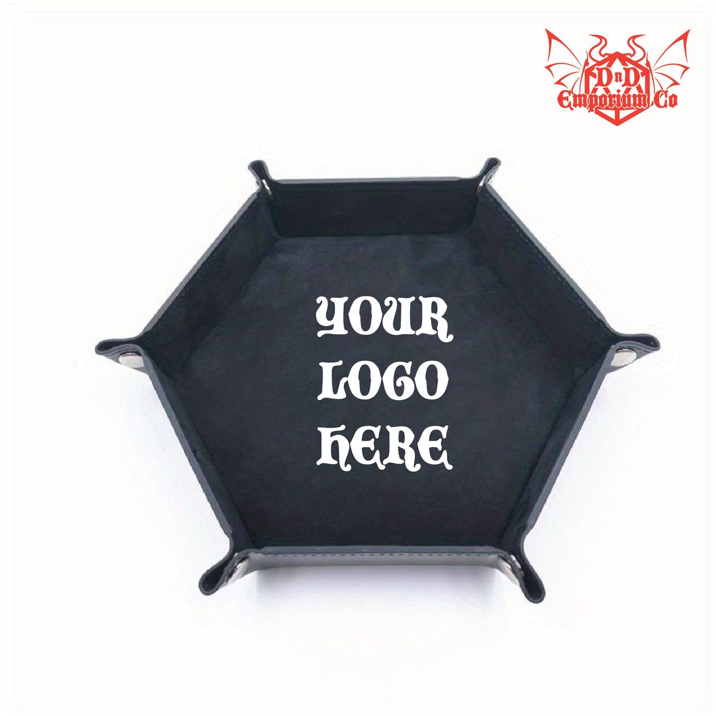 Custom Printed Vinyl Hexagonal Dice Tray Logo Design