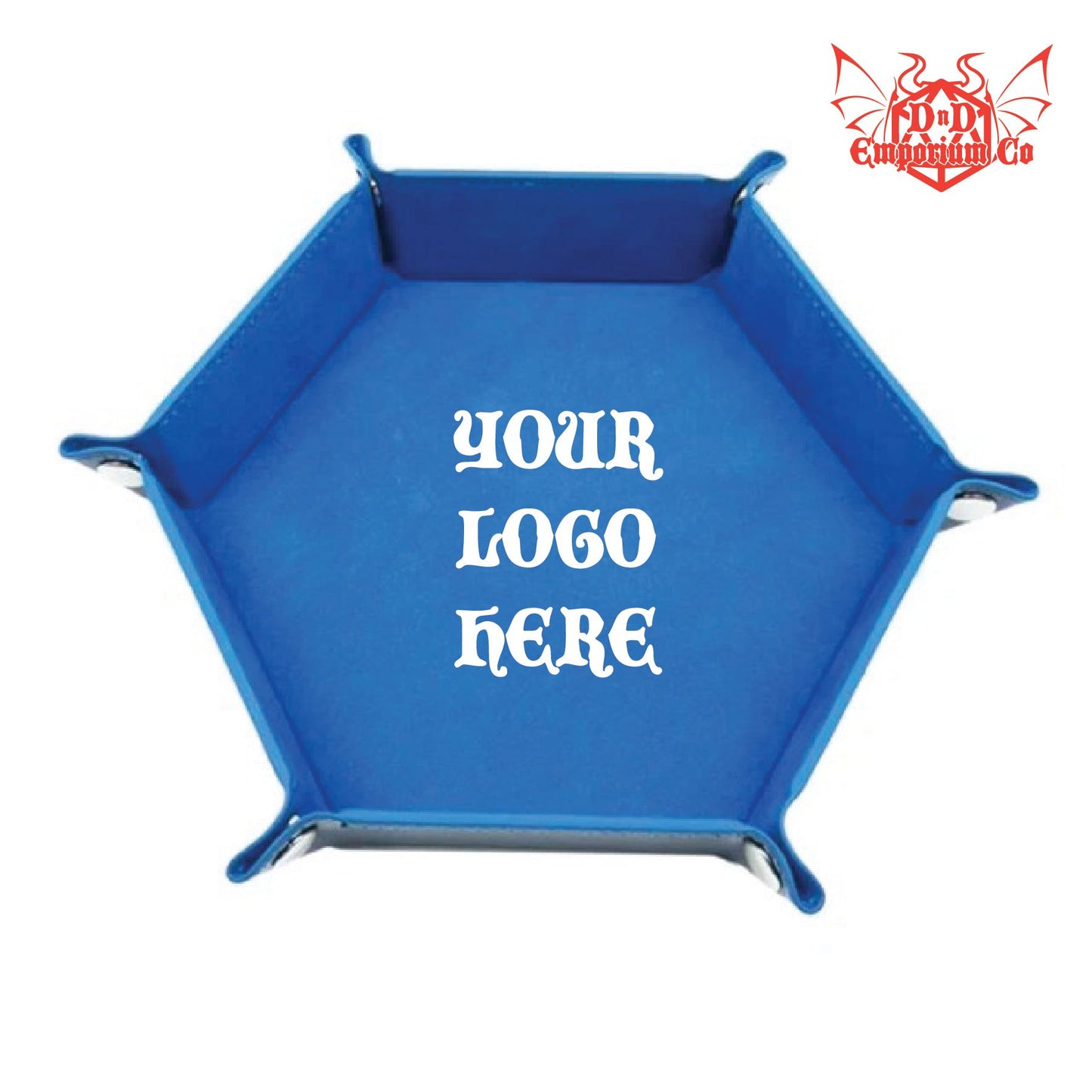 Custom Printed Vinyl Hexagonal Dice Tray Logo Design