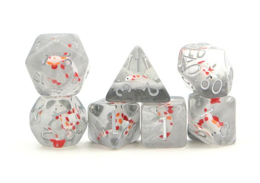 Grey Orange/Red Koi 7 Pcs Dice Set