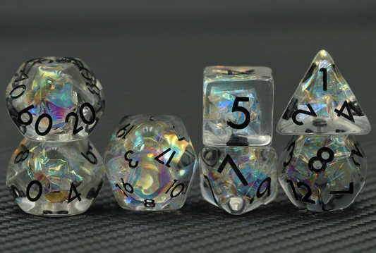 Rainbow Shimmer - Translucent Rainbow Effect 7 Pcs Dice Set DnD