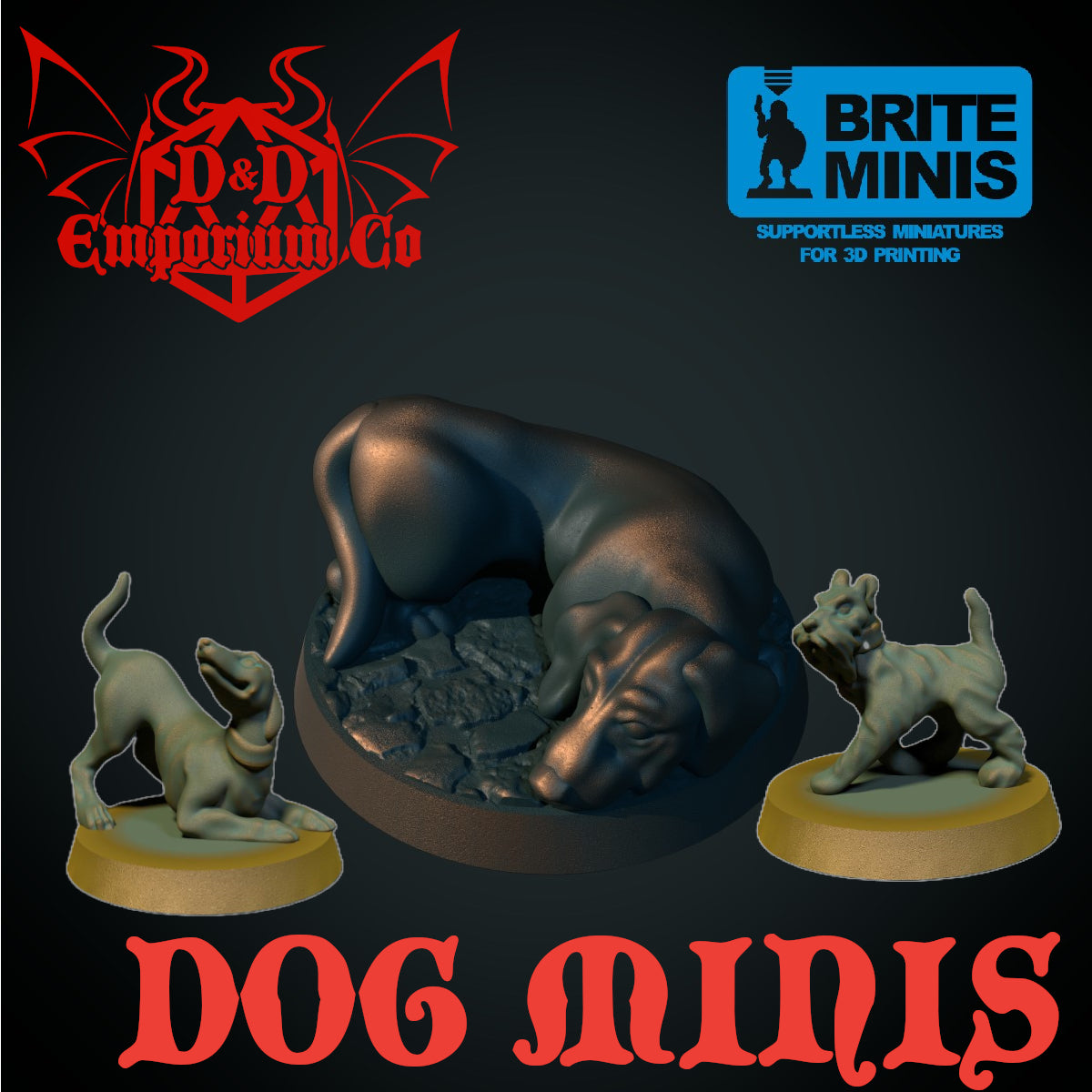 Resin 3D Printed Dogs DnD Miniatures – DnD Emporium Co